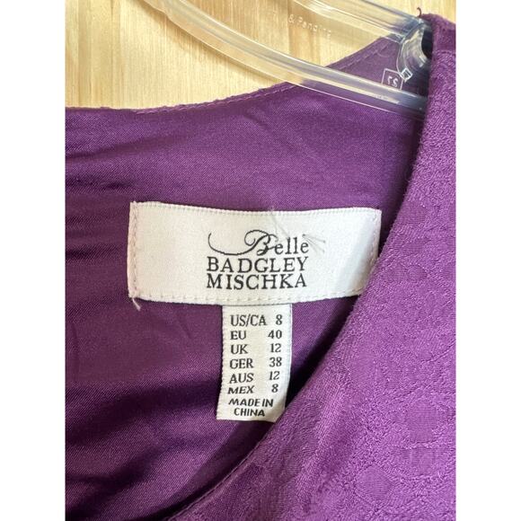 Badgley Mischka Purple and Black Midi Dress Size 8 NWT - Picture 4 of 9